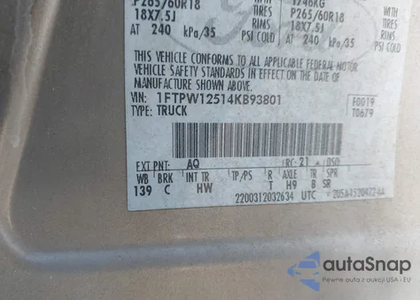 2004 Ford F-150 Lariat/Xlt from USA, damaged, VIN 1FTPW12514KB93801